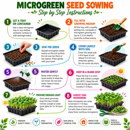 Microgreen seed sowing step by step guide