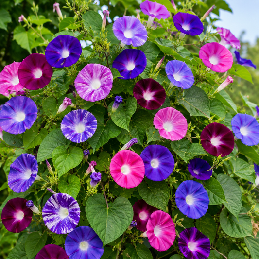 Morning Glory Purple Mix Seeds – Fast-Growing Climbing Flower Seeds for Home Gardening - Vanashree Organics