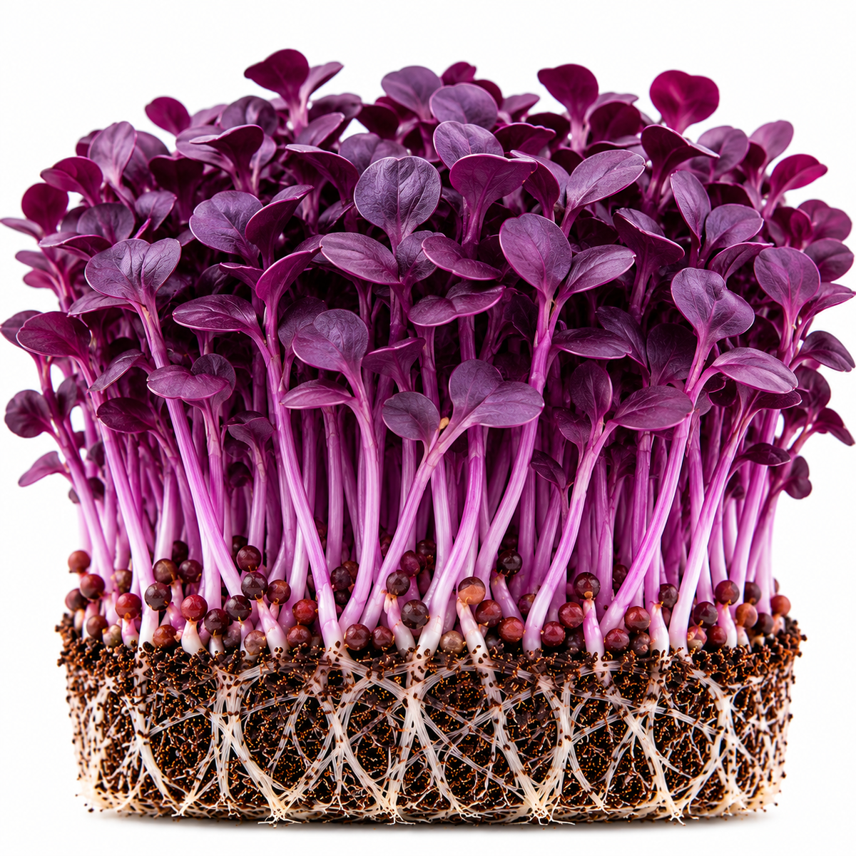 Purple radish microgreens tray grown at home from Vanashree Organics microgreen seeds