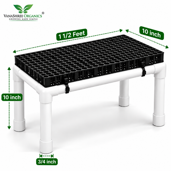 UPVC plant stand 18x10x10 inch, 1 step, with 30mm drain cell mat top for pots, planters and grow bags – Vanashree Organics