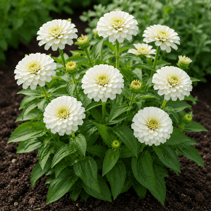 Zinnia White Seeds – Elegant Flowering Variety | High Germination for Home Gardening - Vanashree Organics