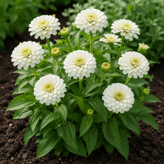 Zinnia White Seeds – Elegant Flowering Variety | High Germination for Home Gardening - Vanashree Organics